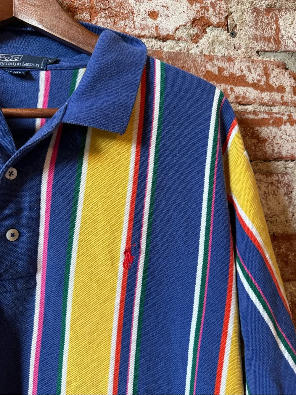 VTG 90s Polo Ralph Lauren Vertical Stripe Color Block xl